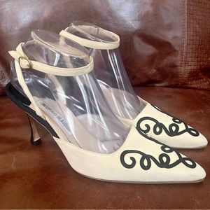 Manolo Blahnik Cream and Black Heels